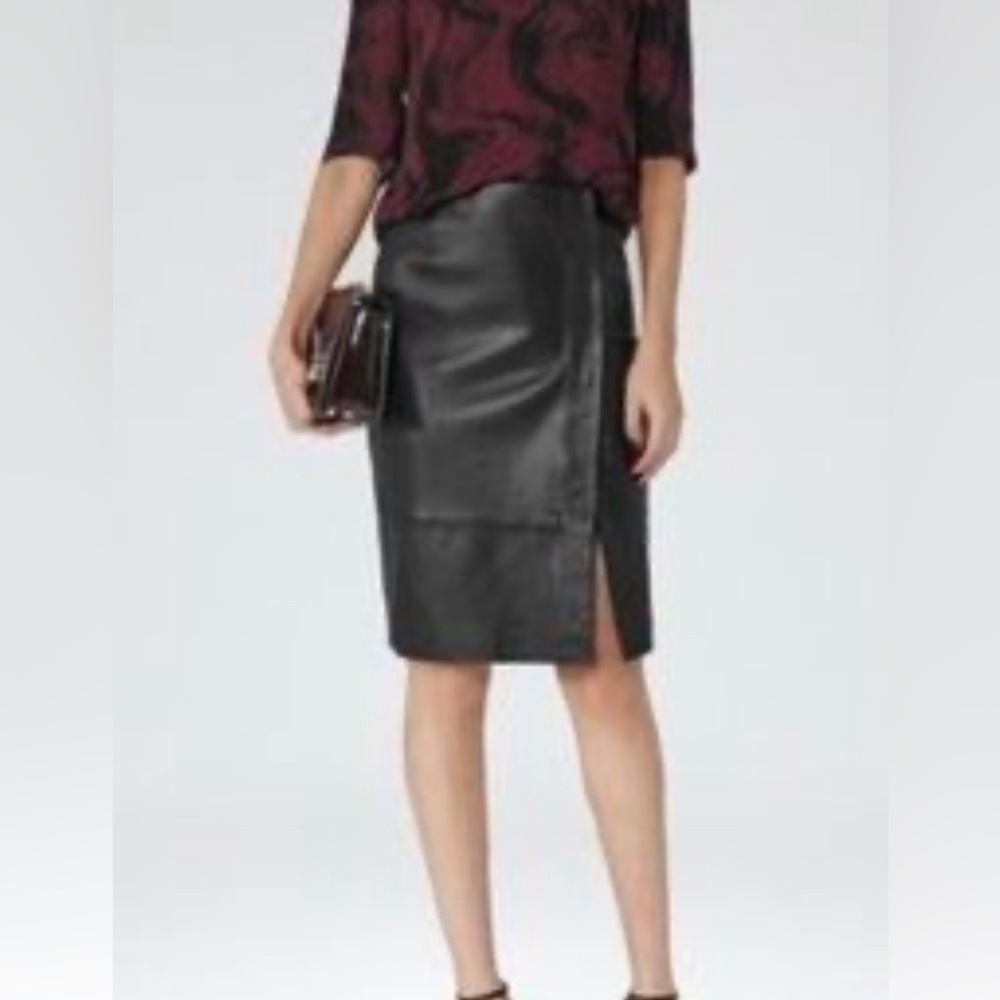 Reiss Esme Leather Pencil Skirt 10